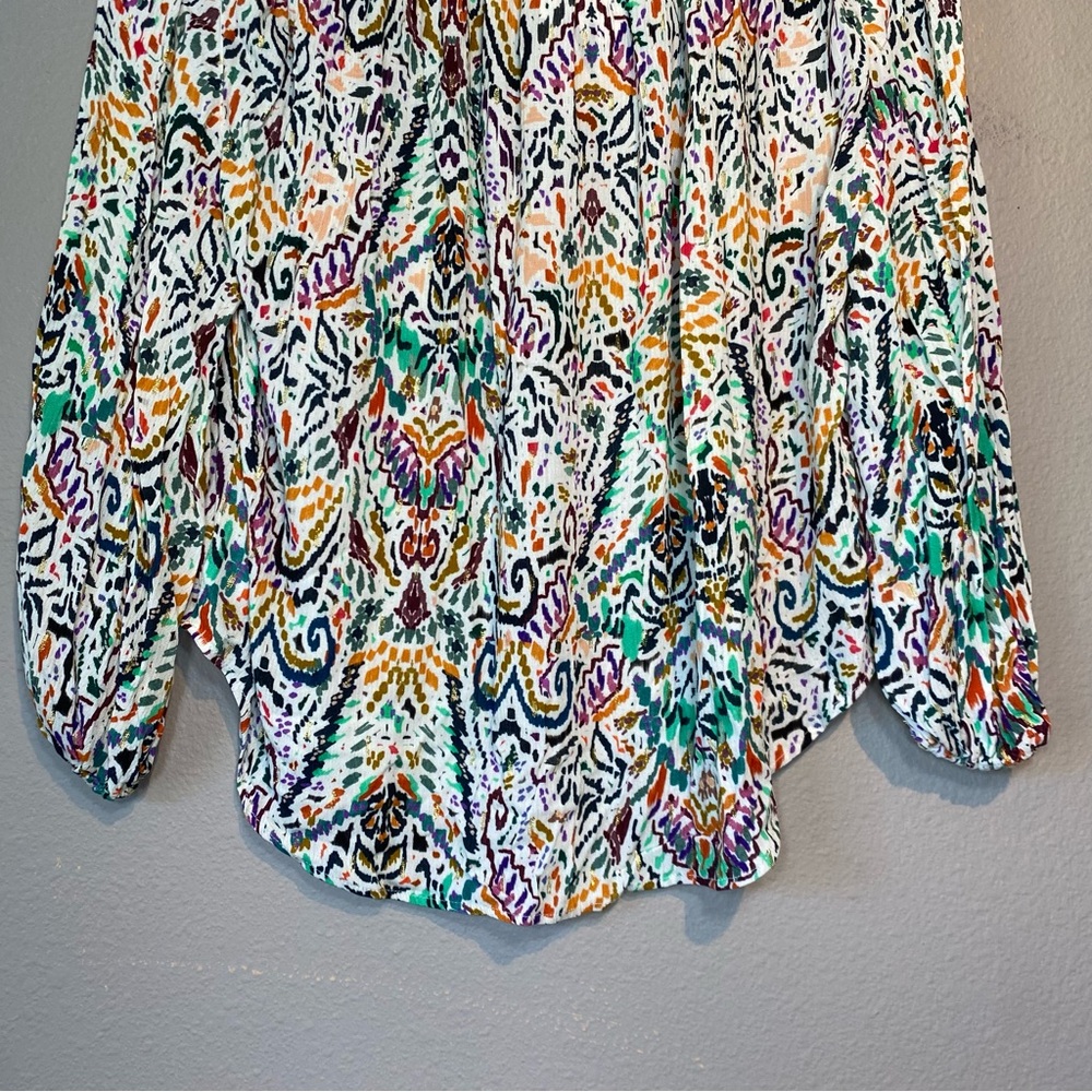 Zara Boho Artsy Whimsical Long Sleeve Top Small Maximalism Colorful Resort - Picture 8 of 13